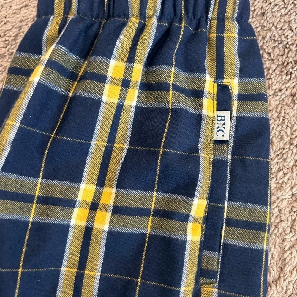 NWT Boxcraft Yourh Boy Plaid Navy & Gold PJ Bottoms w Pockets NWT Size Y Large
